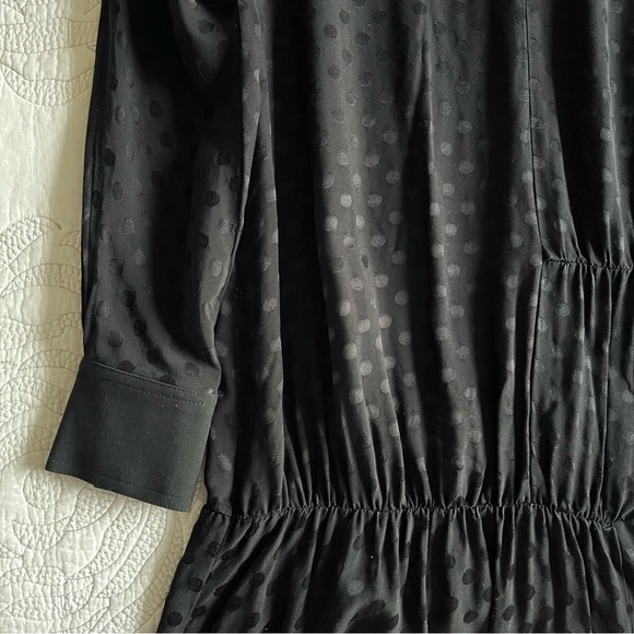 Tibi - Dot Jacquard Dolman Tie Neck Paneled Dress - Black - Picture 4 of 14